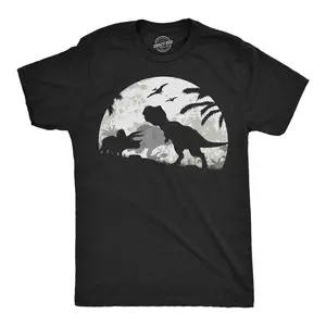 Mens Funny T Shirts Moonlight Dinos Sarcastic Dinosaur Graphic Novelty Tee for Men Mens Funny T Shirts Cool Vintage Fashion T-Shirt Gift Classic Menswear Funny Dinosaur Short Sleeve Novelty Tees for Guys Black -
