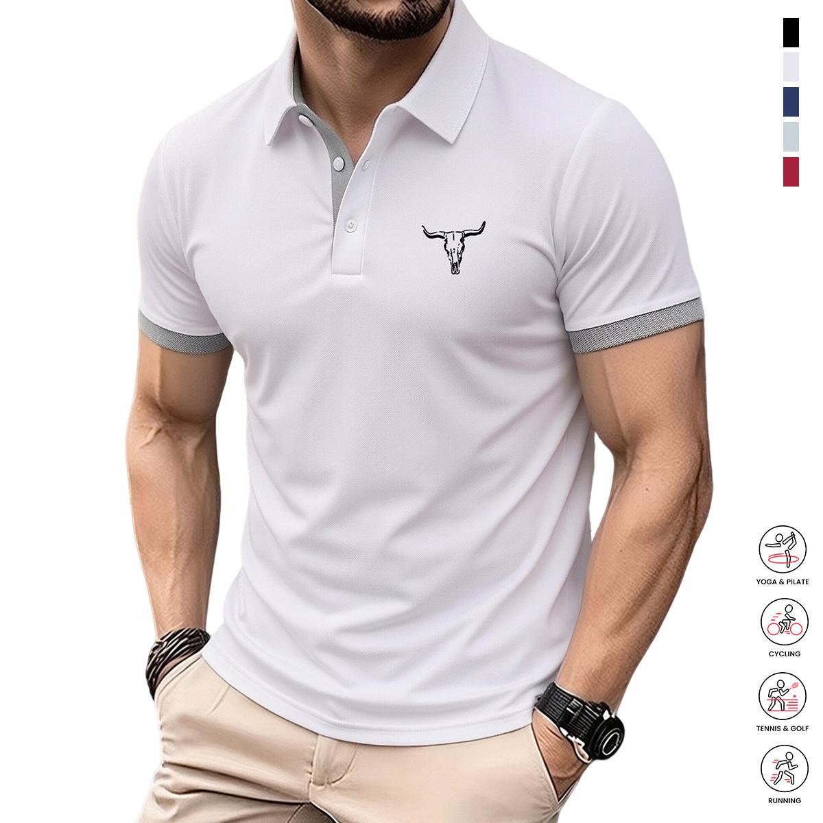 5-piece set of lightweight men’s short-sleeve polo shirts, available in various colors; suitable for everyday wear, casual outfits, and workwear.