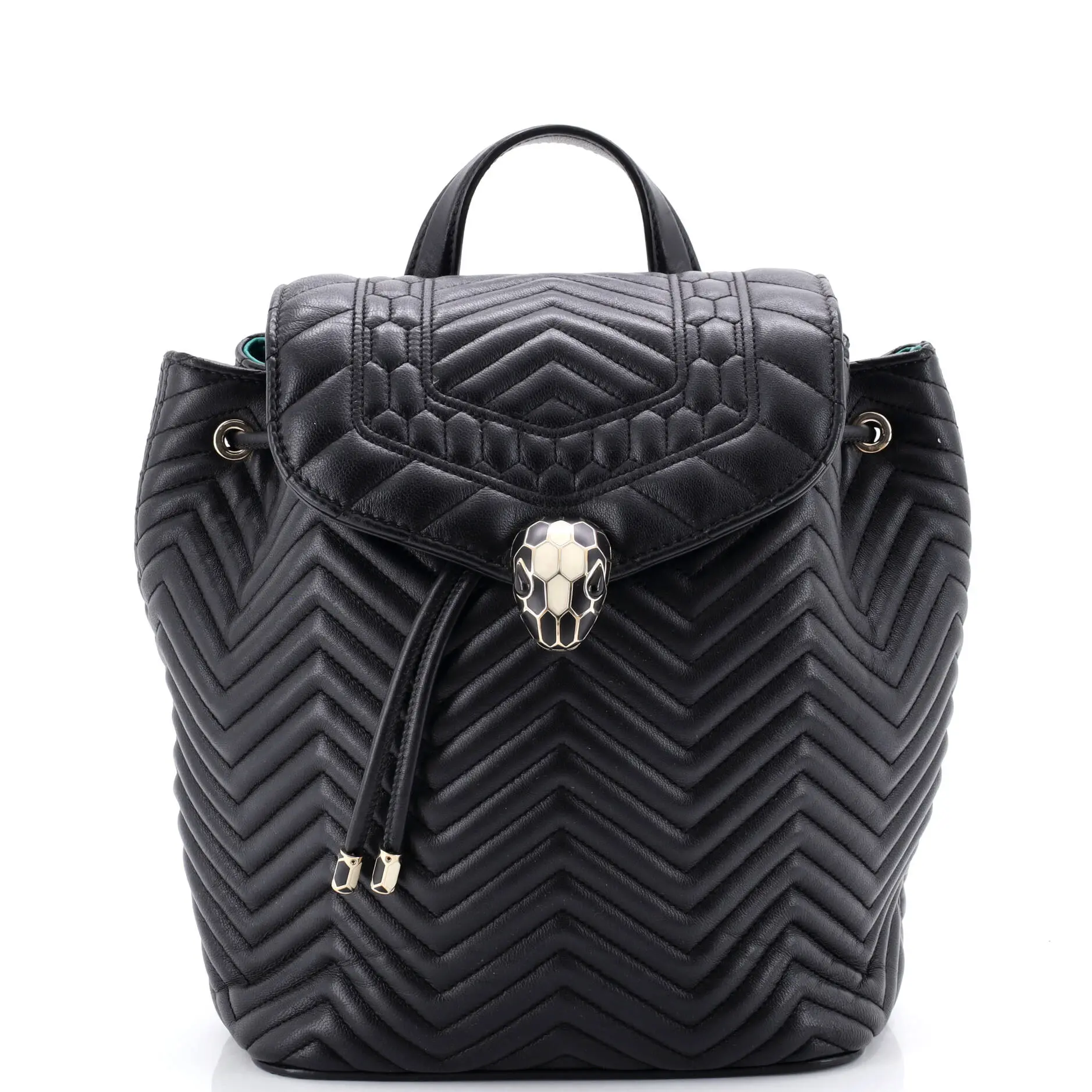 Pre-owned Bvlgari Leather Backpacks Serpenti Forever Backpack Quilted Medium by Rebag