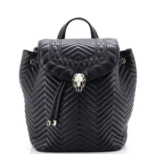 Pre-owned Bvlgari Leather Backpacks Serpenti Forever Backpack Quilted Medium by Rebag