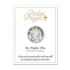 Religious Padre Pio Pocket Prayer Coin, Home Religious Decor, Spiritual Ornaments