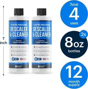 Universal Descaling Solution, Made in the USA for Delonghi, Keurig, Breville,Nespresso (4 Uses) Coffee Machine Descaler Cleaner for all Automatic Coffee Makers & Espresso Machines