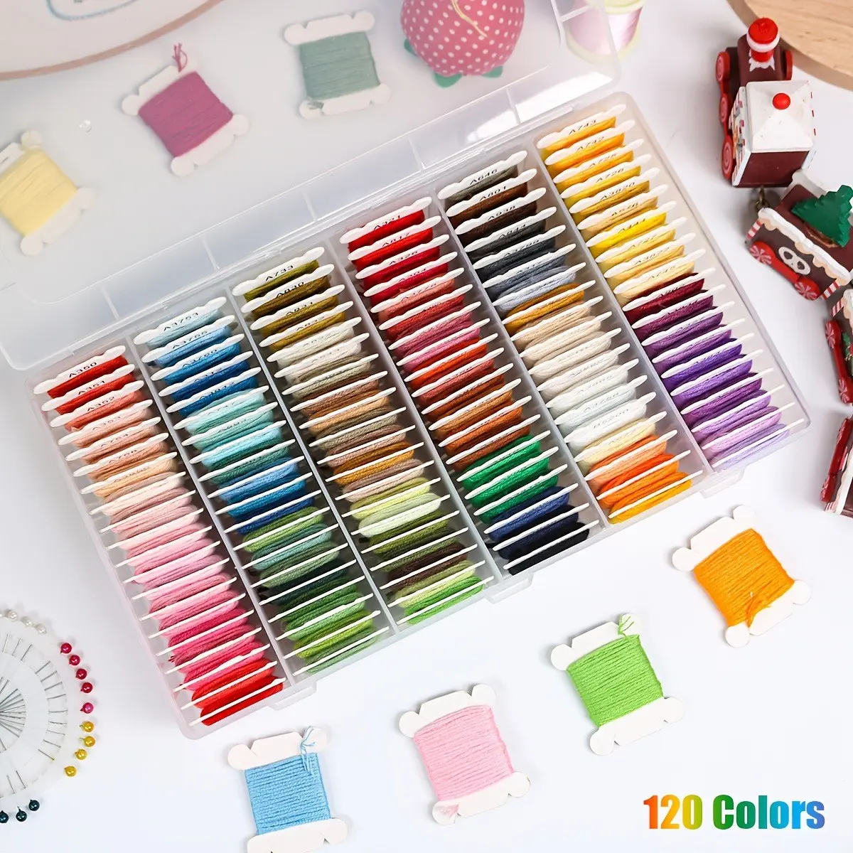 Handmade Embroidery DIY Thread, Cross Stitch Embroidery Floss, 120 Colors, 4 Meters, Handcraft Supplies, Factory Direct, Polyester Embroidery Thread