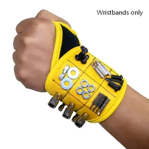 Magnetic Adsorption Tool Wristband Adjustable Breathable Screw Nail Holding Wrist Belt Heavy Duty Tool Organizer Tool Pouch Tool Organizing Bag Ideal Gift for Men Carpenter Repairman