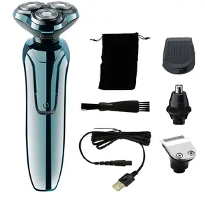 Smart 3-blade floating shaver with flexing heads that contour the cheeks, jaw, and neck, delivering a one-pass clean shave even on thick stubble — fully washable for wet/dry use, with an LED display and long battery life, ideal for mature men and gifting.