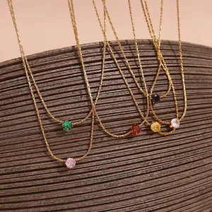 Vibrant Colored Gem Necklace, Fresh Temperament Women's Date Night Vibe Necklace