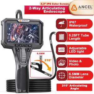 ANCEL AN302 6 5MM Dual Camera Endoscope Two Way Articulating Borescope 5 25FT