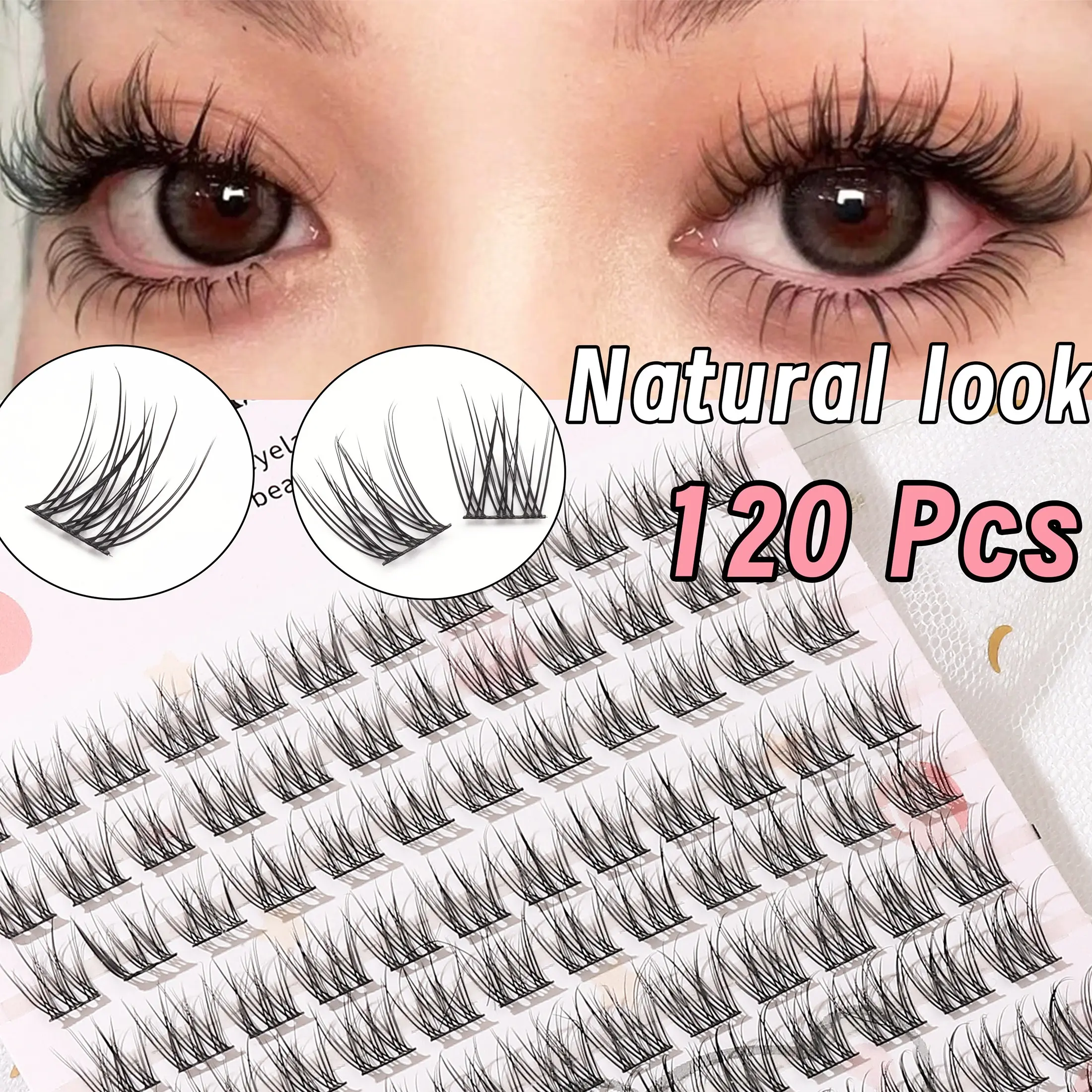 120 Pieces C Curl Natural Cartoon Style False Eyelashes, Fluffy Eyelash Clusters, Fluffy Wispy Lashes, Anime Fairy Lash Extensions, Single Root Clustered Lashes, 16-18mm Length