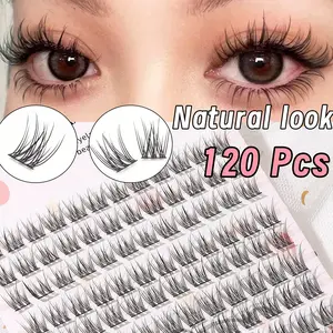 120 Pieces C Curl Natural Cartoon Style False Eyelashes, Anime Fairy Lash Extensions, Single Root Clustered Lashes, 16-18mm Length
