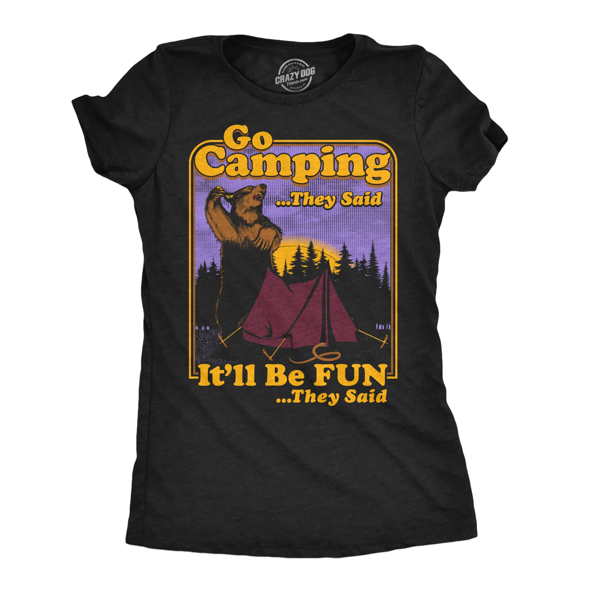 Womens Funny Go Camping They Said T-Shirt Sarcastic Joke Tee For Ladies Funny Womens T Shirts Cute Vintage Fashion Casual Ladies T-Shirt Gift Funny offensive Top Women's Novelty Tees Dark Grey