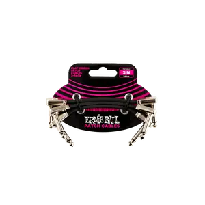 Ernie Ball Flat Ribbon Patch Cable 3in - Black - 3 Pack