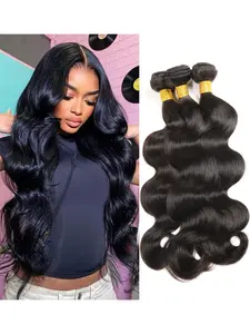 3 Pack Body Wave Bundles, 100% Human Hair, Medium Length, Natural, Brazilian Hair Weave for Women, Easy-To-Use Extensions