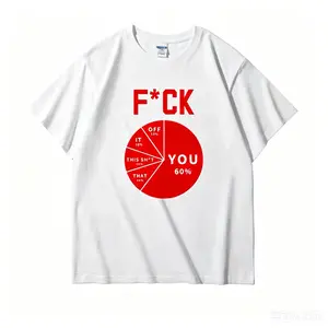 100% cotton F*CK You 60% T-Shirt - Black Short Sleeve Crew Neck with Graphic Design tees