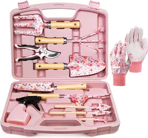 12-Piece Womens Gardening Tools Gift Set, Rust-Proof & Heavy-Duty Garden Tools with Durable Carrying Case, Fashionable & Thoughtful Gardening Gifts for Women&Men (Pink)