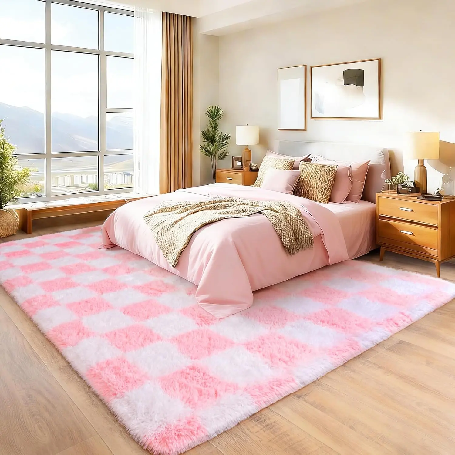 BOOPBEEP Modern Fluffy Shaggy Area Rug, Super Soft And Cozy Rug Non-Slip Plush Carpet,Floor Mat For Home Decor,Rug For Living Room, Bed Room,Dorm,Room Decor,Back To School Supplies,Accent Rugs And Floor Covering,Fuze Rug,persian rugs,Gift for Mother's Day