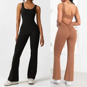 Womens Summer Fashion Sexy Sleeveless Slim Long Jumpsuits Sports Yoga Rompers Womenswear Overalls
