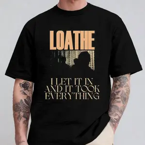 Women's Cotton Short-Sleeve Crew Neck Graphic Print Fitted T-Shirt - Metal Band Loathe Tour Merch Streetwear Casual Clothes, TD010