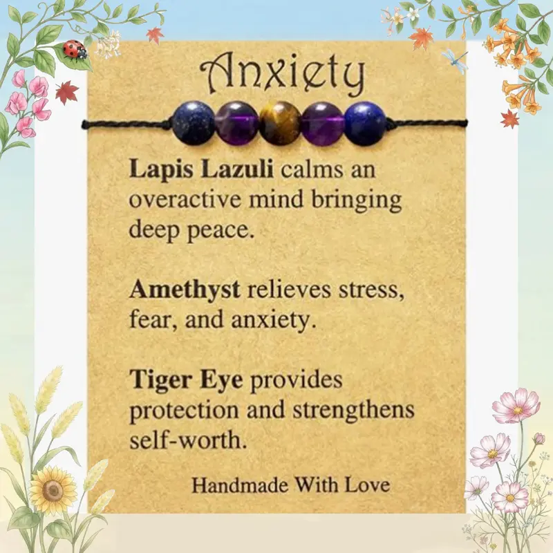Spiritual Crystal Gemstone Bracelet Natural Crystal Stone Bracelets for Women Men Healing and Crystal Stone Bracelets Spiritual Amethyst Protection Bracelet Anxiety Relief Jewelry Gifts