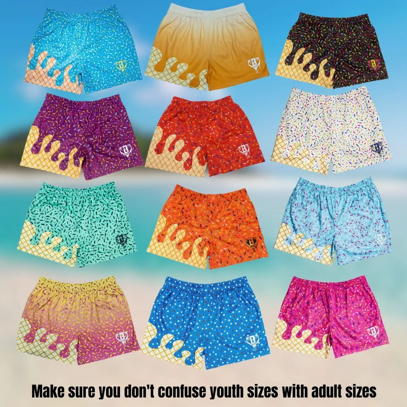 Melting Ice Cream Drip Youth Shorts – Lightweight Breathable Gym Shorts, Casual Streetwear Shorts