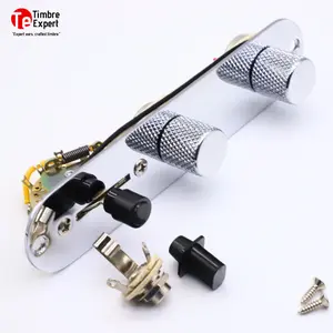 TimbreExpert Pre Wired Control Plate Board for Telecaster Guitar Parts Spring 3-Way Switch, Copper Shaft 250K Potentiometer Metal Knobs