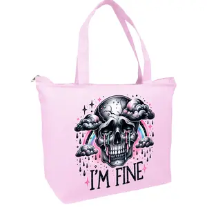 I'm Fine Pink Zippered Tote Bag