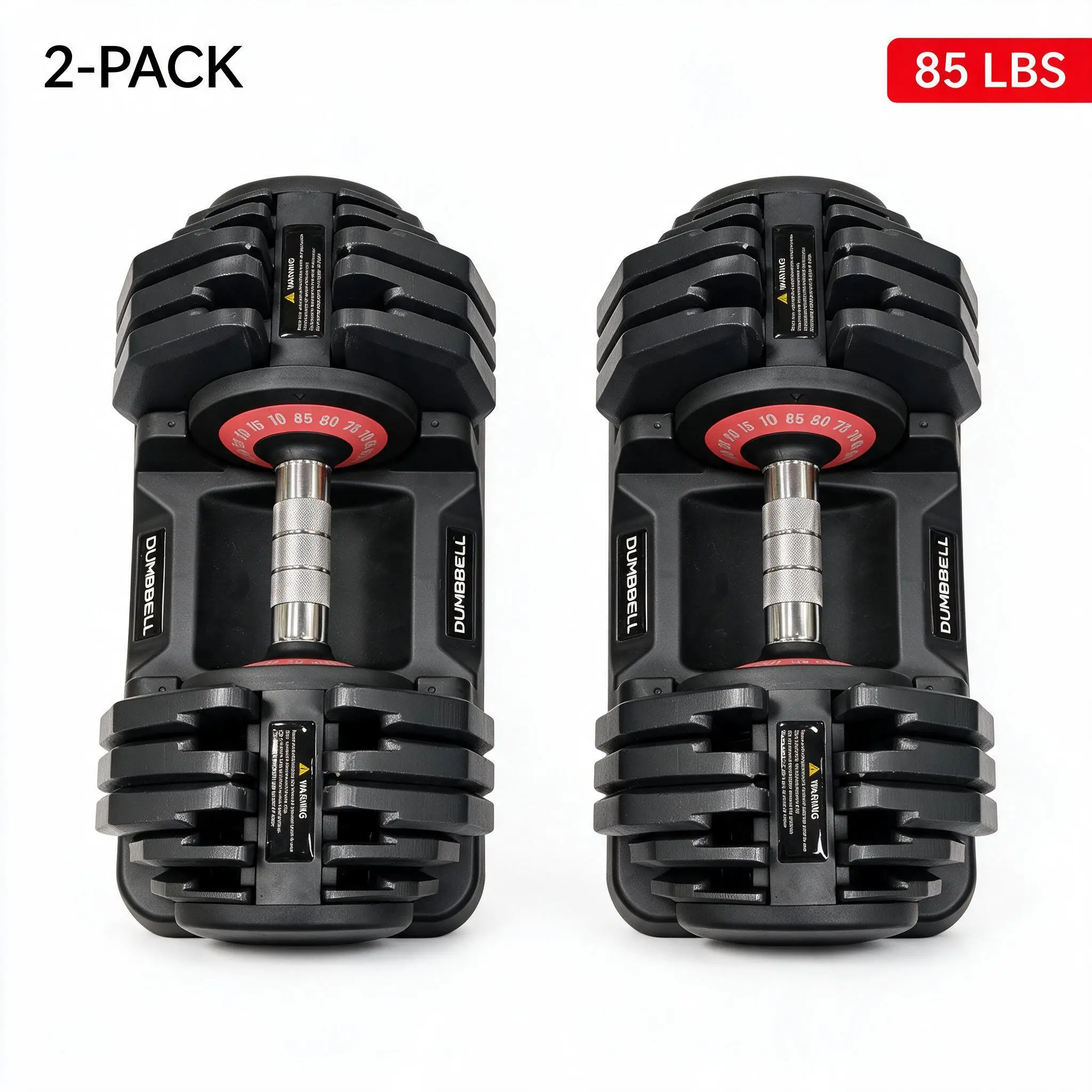 Cooelf Weights Dumbbell Set 25-85lbs, 10-in-1 Adjustable Fitness Tool with Dual-Lock 1-Hand Quick Adjust, Anti-Slip Grip Gym Stuff, PP Stand Storage Tray, Space-Saving for Small Apartment Full Body Strength Training, Limited Time Flash Sale