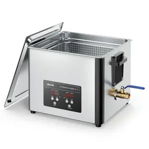 【DealsForYouDays】VEVOR 15L Stainless Steel Ultrasonic Cleaner, 240W Professional Machine with Cleaning Basket, Digital Display, Adjustable Temperatures, 40kHz 40,000 Microbubbles/Second for Hardware, 360° Deep Cleaning to Accelerate Dirt Dissolution