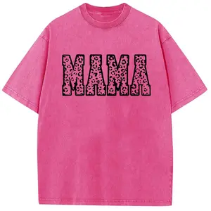 Digitex Acid Wash Shirts Mama Mother's Day Casual Women Graphic Print Half Short Sleeve Drop Shoulder Tee Comfortable Fit Summer Top - Everyday