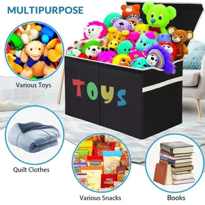 Sturdy Fabric Toy Box Chest with Lid - Extra Large Collapsible Storage Bins for Kids - Durable Toy Organizer for Boys and Girls Playroom