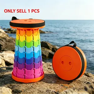 Foldable Adjustable Camping Stool, Portable Plastic Chair, Ideal for Outdoor Activities, Fishing, Hiking, Queuing, Lightweight and Durable, Folding Camping Stool