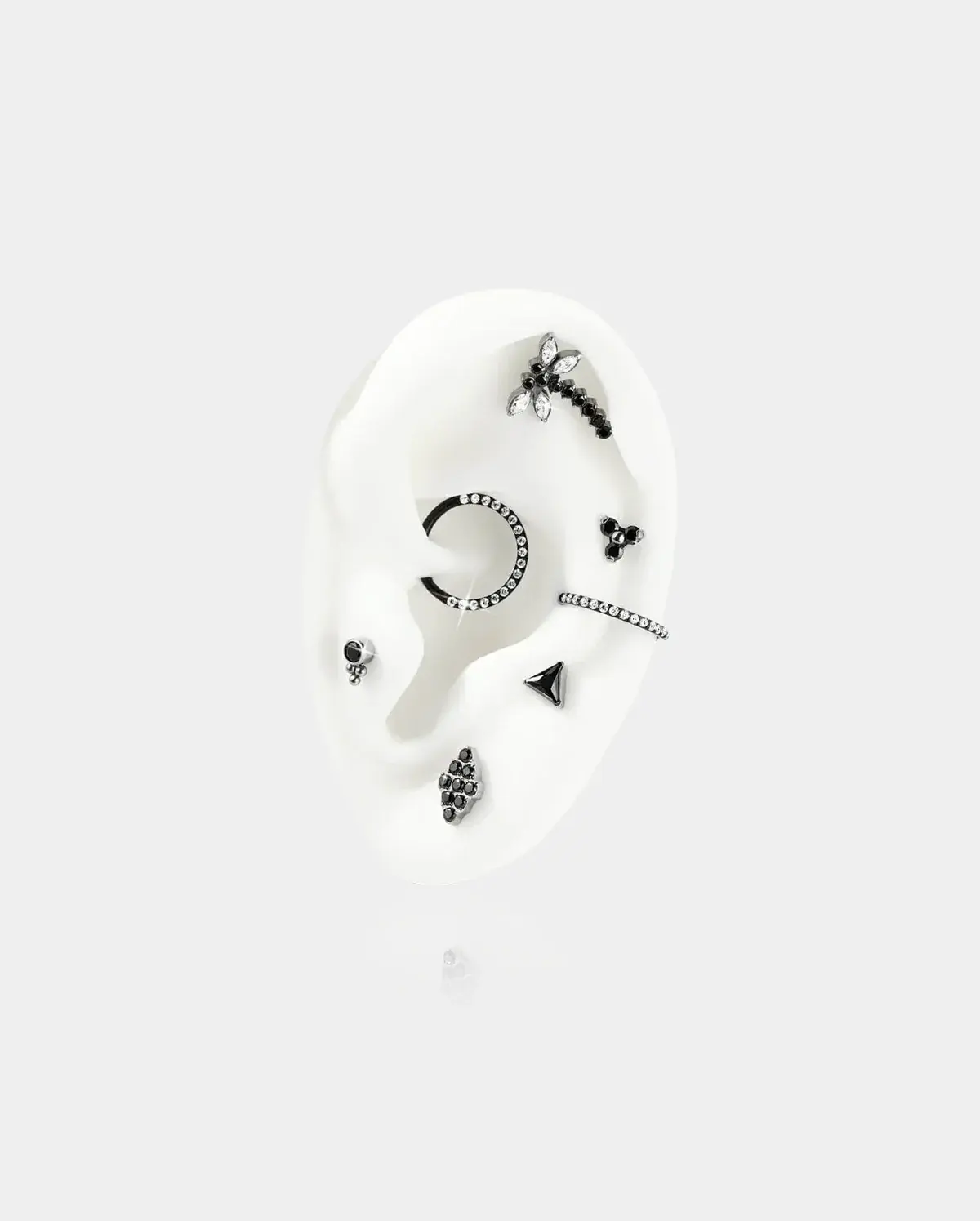 Black CZ Titanium Internally Threaded Cartilage Stud