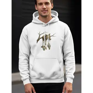 Men's time perception and transformation in animal form, therianthropy, surreal animal art Graphic Hoodie - Long Sleeve Pullover Regular Fit | Soft & Breathable Fabric, Durable Print, Everyday Comfort, Machine Washable, surrealistic, hand-drawn sketch a