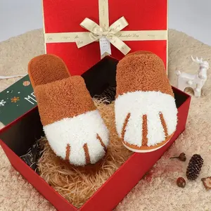slippers for men, cute cat paws, plush home, anti slip, autumn and winter, couple, indoor warm home, slippers for women (without gift box), Couple Slippers, Winter Slippers, Cute Paws Design, Retro Style, Warm Material, Lightweight Slippers