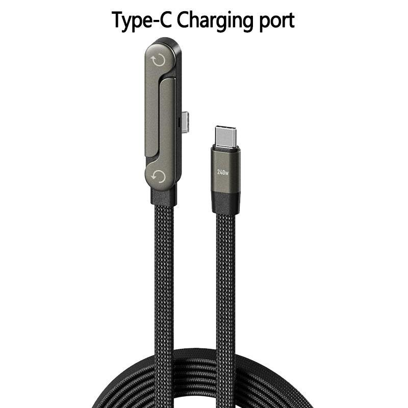 Invisible Holder Charger Cable with Stand 240W Super Fast Charging 2-in-1 Fast Charging Cord & Phone Stand for Gaming Office Car Travel Type-C Charging Cable Black Cellphone Electronic