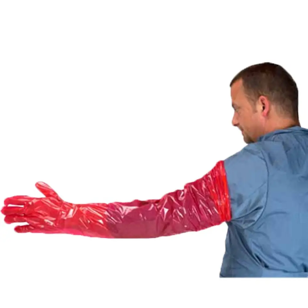 100Pcs Disposable Long Arm Gloves, 35.43 Inch Veterinary Insemination Rectal Long Gloves Soft Plastic Film Gloves for Household Cleaning Field Dressing，Disposable Shoulder Length Gutting Gloves Field Dressing Gloves for Deer Various Cleaning Needs