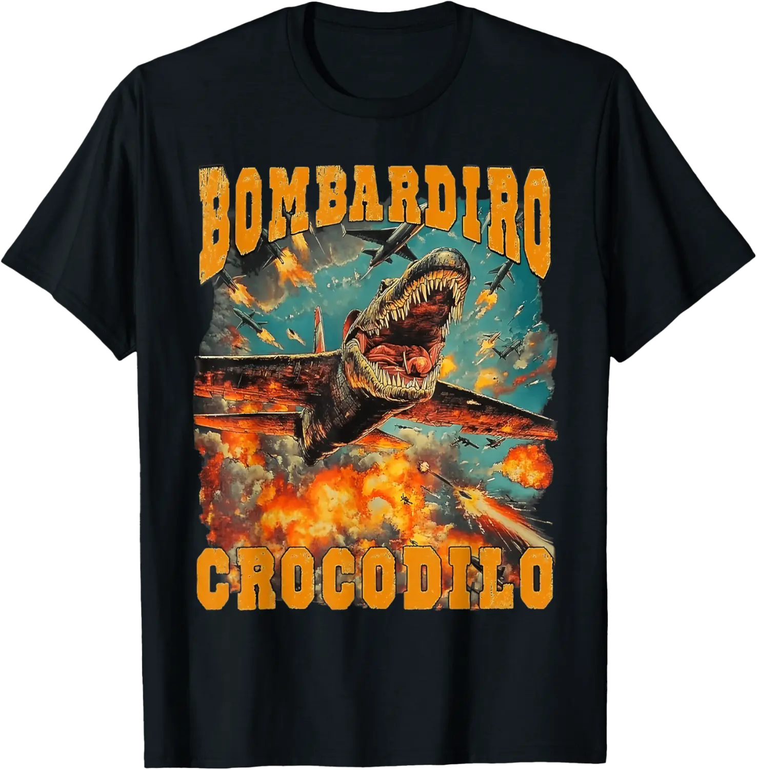 Bombadiro Crocodilo Meme Crocodilo Fire - Italian Brainrot T-Shirt - Salvadorata Shop 41B0F3JP2HXX