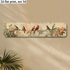 Vintage Cardinals and Floral Metal Wall Decorations - One Piece, 2D Graphic Design, Nature-Themed Bird Art for Room Decoration, Lightweight and Easy to Hang, Suitable for Living Rooms, Kitchens, Offices, Cafes - Vintage Branch Art Printing, 2D Graphic