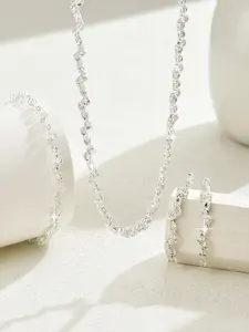 1 Set Sparkling Women's Jewelry Set - Fashionable Elegant Rhinestone Earrings Necklace Bracelet Combination - Unique Luxury Wedding Party Bridal Evening Gown Accessories, Women's Jewellery Set