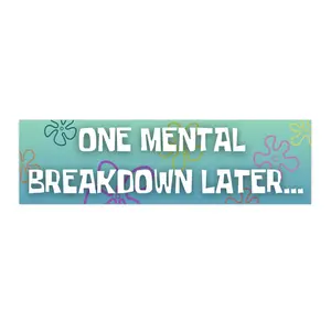 One Mental Breakdown Later... | Bumper Sticker AND Magnet | Funny Meme Sticker | 8.7'' X 2.7'' | Waterproof Premium Quality