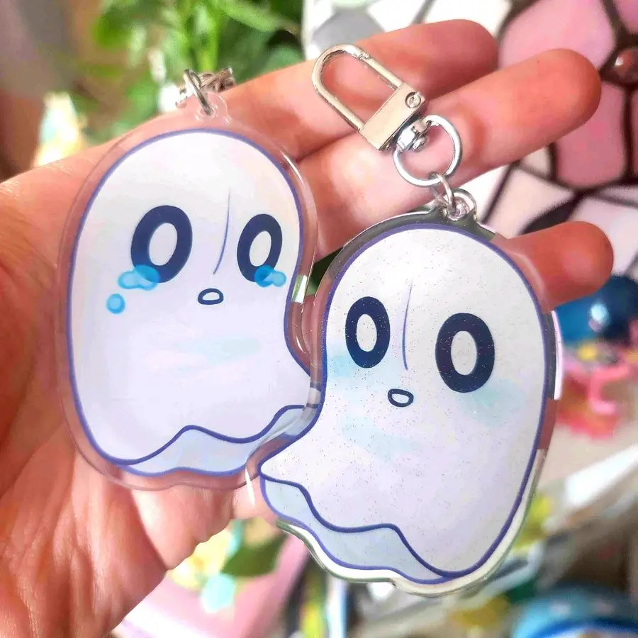 Nabstablook Keychain - Glitter Epoxy Layer - Undertale Acrylic Gift