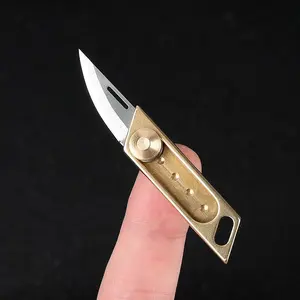 Ultra Mini Brass Pocket Knife, Sharp Folding Keychain Blade, Ideal for Outdoor Fishing, Edc, Compact Design, Unboxing Tool