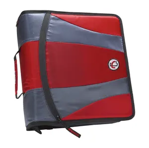Case-It 1590368 Dual Ring Binder - 2 in., Red, with Handle and Shoulder Strap, Hook and Loop Hold-Down Pages, Gusset-Keeping Design, Patented Angled Zipper, Removable Expanding 5-Tab File Folder