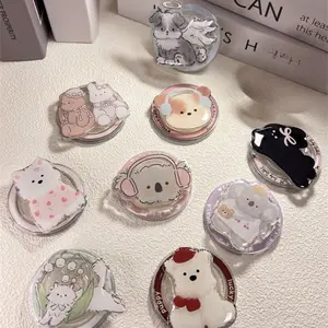 MagSafe Magnetic Phone Holder - Cute Cartoon Telescopic Airbag Grip with Ring Buckle, Strong Adsorption Stand, Adjustable Design for Stable Desktop Use & Daily Smartphone Convenience