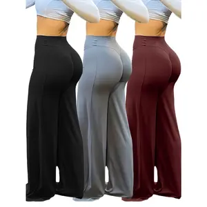 Three popular styles of plus-size women's yoga wide-leg pants
