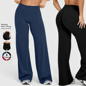 Women's High Waist Butt Lifting Wide Leg Yoga Pants Outdoor Running Pants Pilates Training Fitness Pants