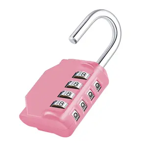Combination Lock, 4 Digit Combination Padlock Outdoor, School Lock, Gym Lock (Pink)