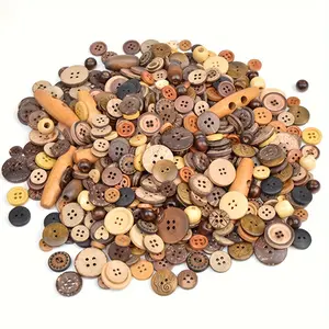 350 Pcs Assorted Sizes Wooden Buttons Mixed Colors Coconut Shell Wood Handmade Ornament Buttons for Sewing Decorations DIY Arts and Crafts Manual Button Painting
