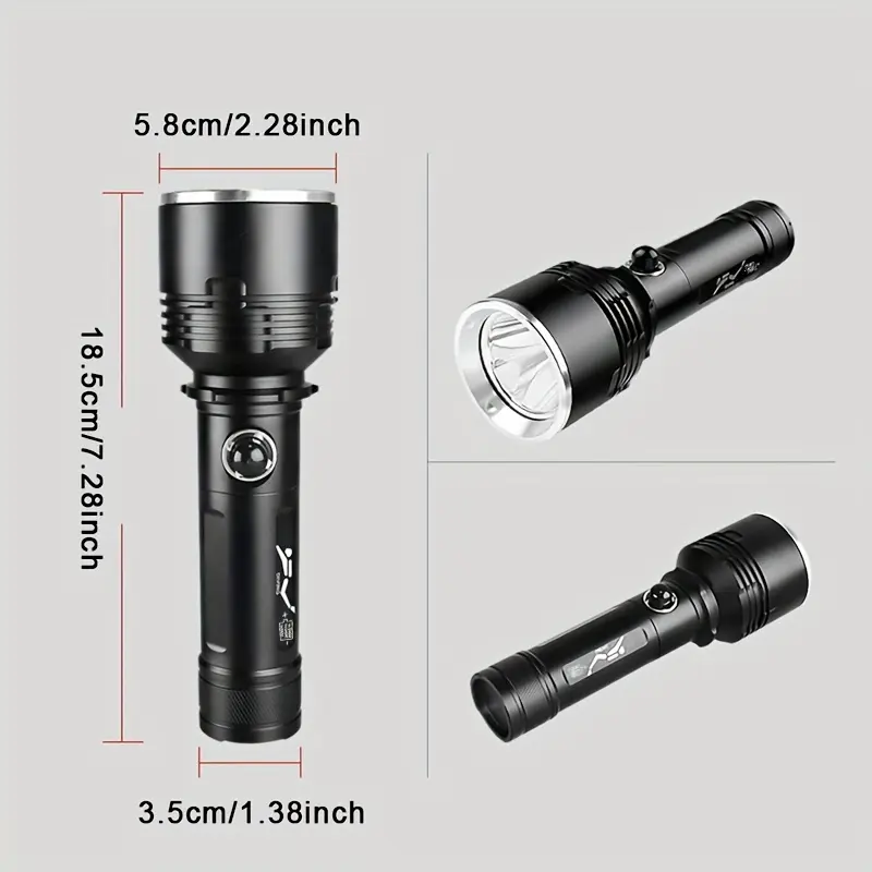 Durable Aluminum Alloy Diving Light with a Polished Finish, Ultra-Bright XHP90 LED, 5000+ Lumen Flood Beam, 36V Battery Powered for Spearfishing
