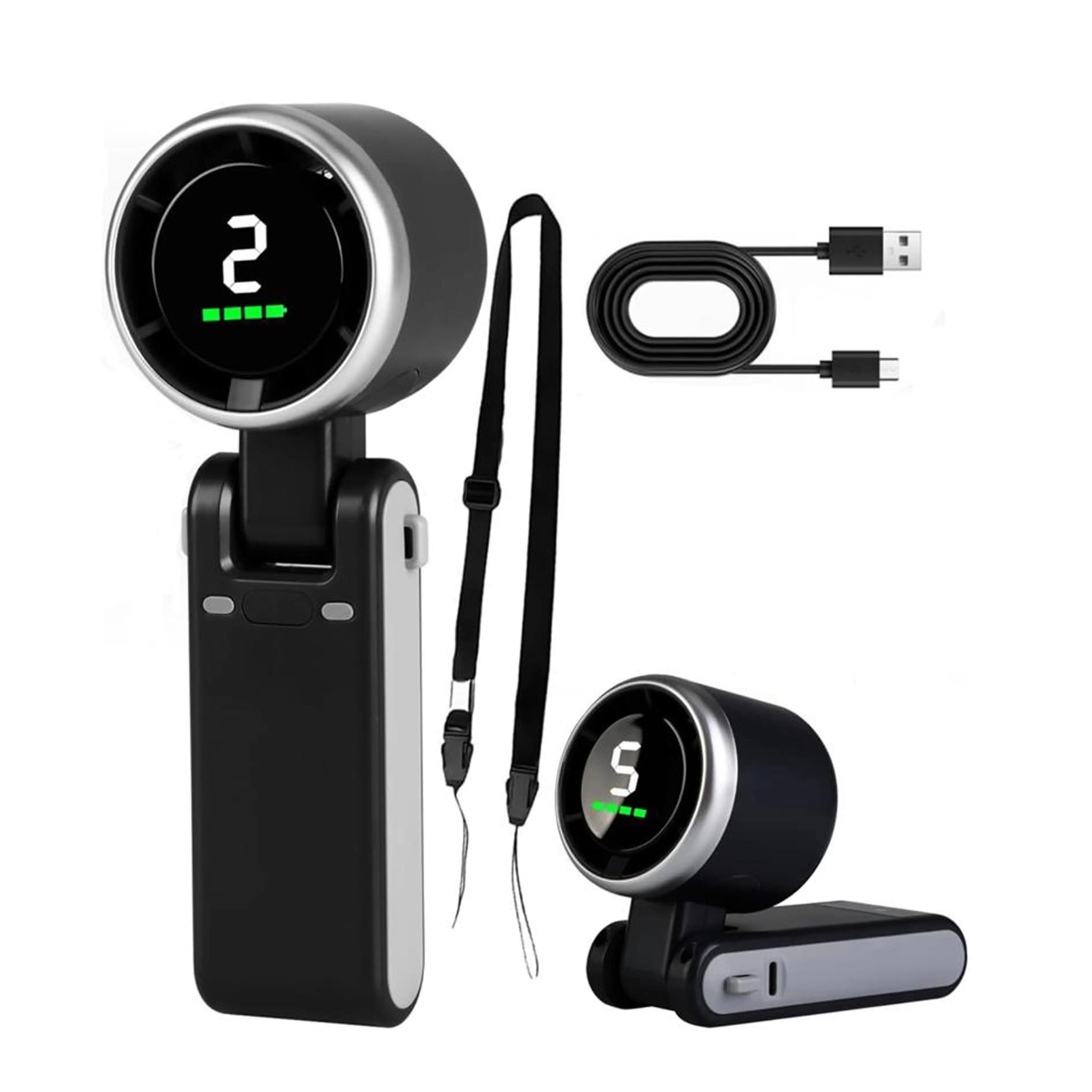 Portable Handheld Turbo Fan, 5 Gear Wind,4000mAh Battery Operated, Up to 10 Working Hours, 3 IN 1 Hand Fan Rechargeable with Air Turbo Tech Cooling Fa