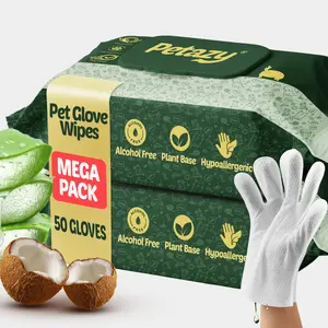 Pet Glove Wipes for Dogs & Cats | No-Mess Cleaning for Paws, Butt & Fur | Thick, Gentle, Lavender Scent – Petazy
